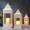 Set of 3 Vintage Candle Lantern Metal Iron Candle Lantern Empty Candle Holders for Wedding Decoration