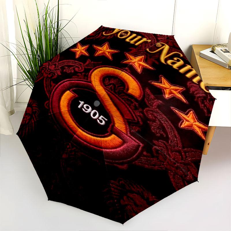 1 PC Automatic Folding Umbrella - Galatasaray S Custom Name Pattern, Portable & Foldable Design with 8 Ribs, Christmas Birthday Gifts