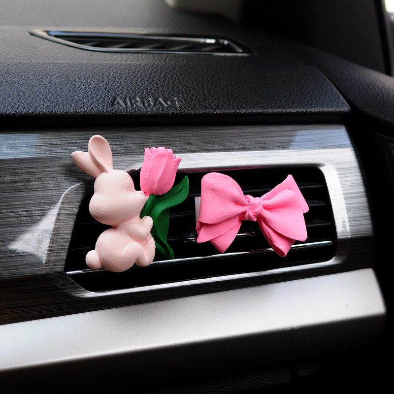 Cute Internet-Famous Bunny Car Air Freshener, Long-Lasting Aroma Diffuser, Car Vent Bouquet Decoration Clip, Gift for Girls