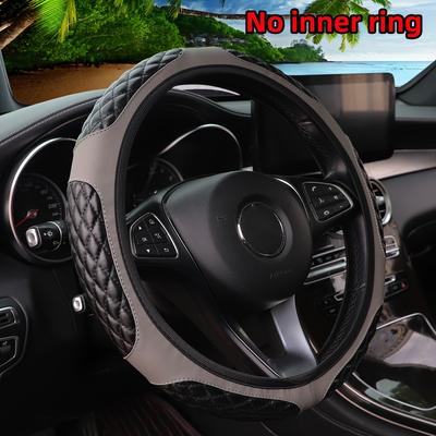 SoftTouch Luxury PU δερμάτινο κάλυμμα τιμονιού - Premium Comfort Grip, Κεντημένο σχέδιο, Universal Εφαρμογή για τιμόνι 14,5-15 ιντσών
