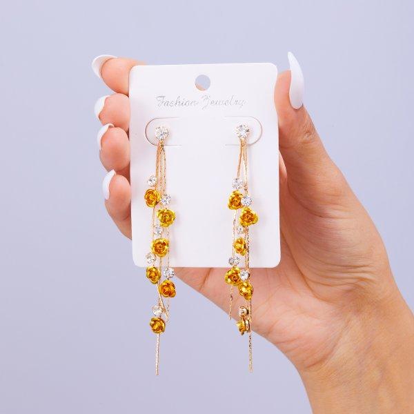 Nieuwe mode sieraden rode roos druppel oorbellen vrouwen vintage strass bloemen bungelen oorbellen bruiloften verlovingsfeest sieraden