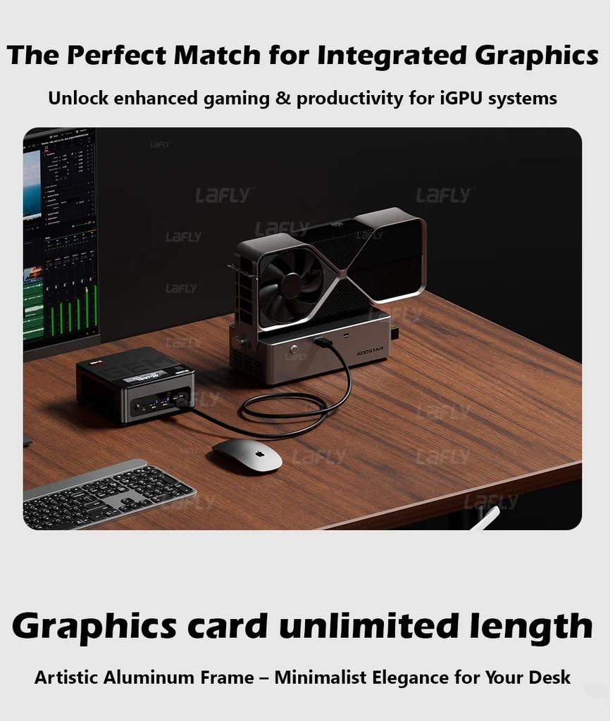 AOOSTAR AG02 OCulink USB4 Graphics Card 3*8Pin Built-in 800W Power Supply Game PCIex16 Extension Open Space for Laptop