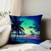 Tropical Sunset Palm Tree Pillow - Perfect for Home Decor, Adds Coastal Charm and Vibrant Colors to Any Room