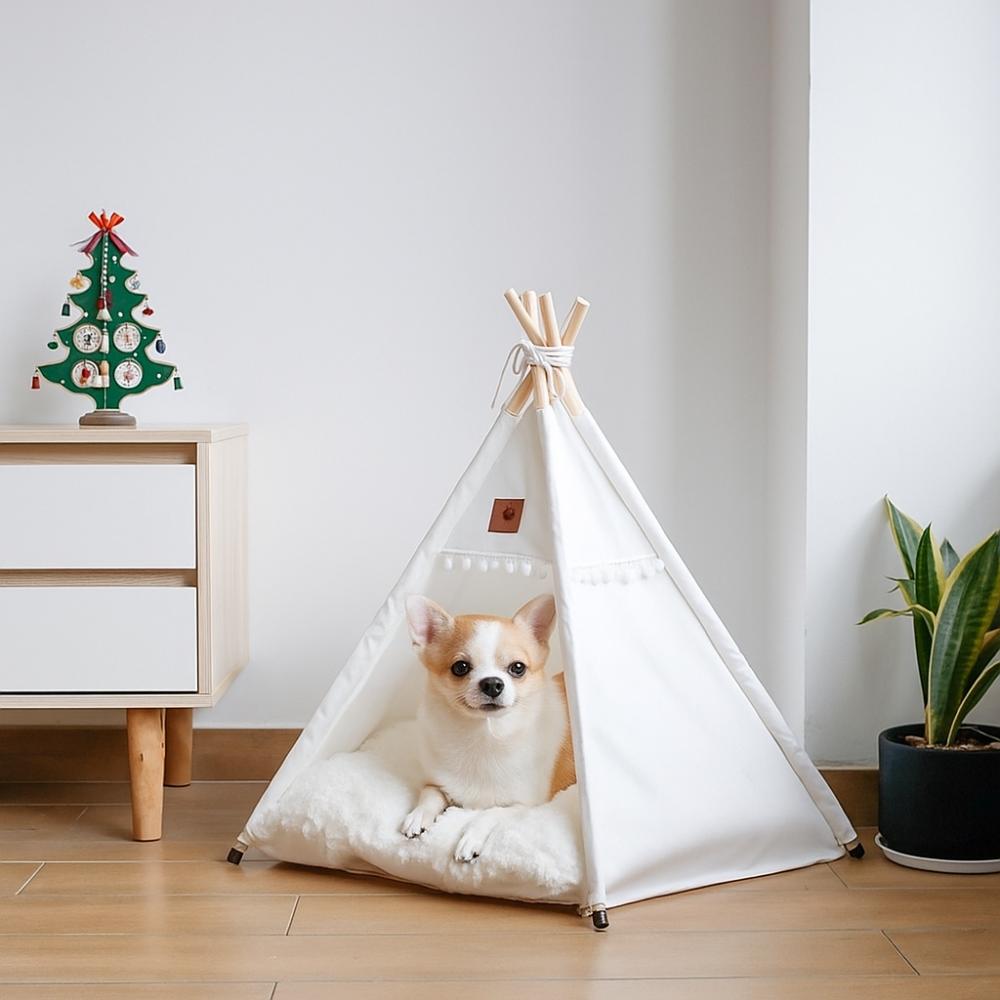 With Thick Cushion Cat Teepee Tent Washable Pet Tent Kennel Pet Bed Dog Tent Bed  Indoor Use