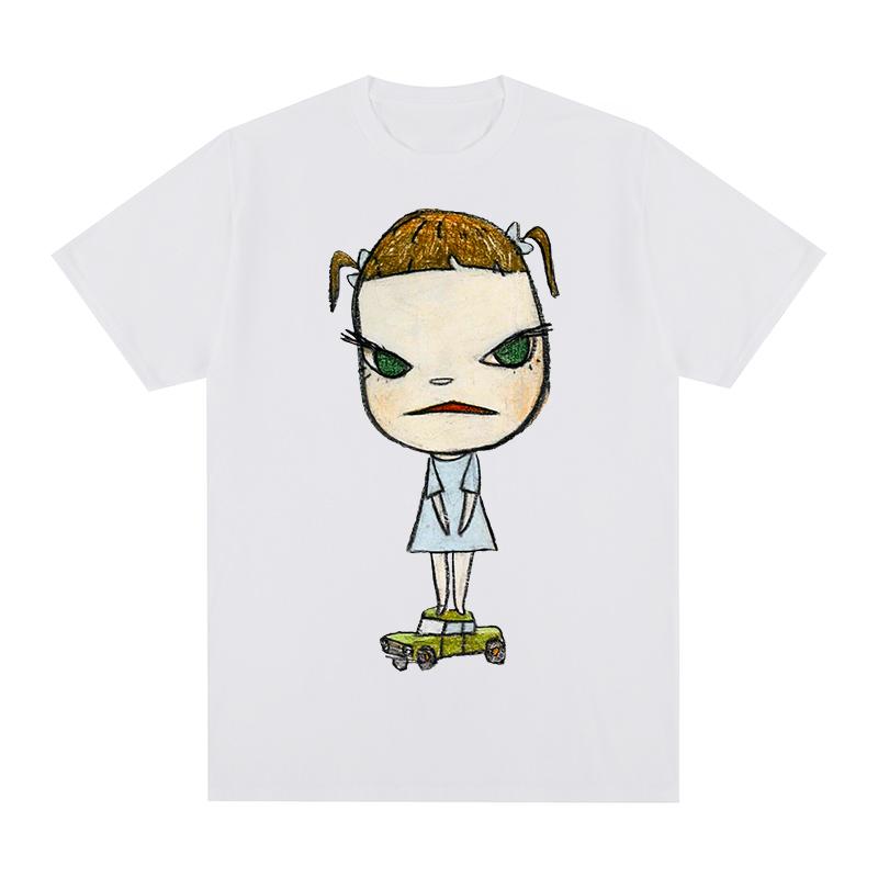 Yoshitomo Nara GIRL ON GREEN CAR Vintage Tshirt Funny Cute Cartoon Anime Cotton Unisex T shirt New TEE TSHIRT Womens tops