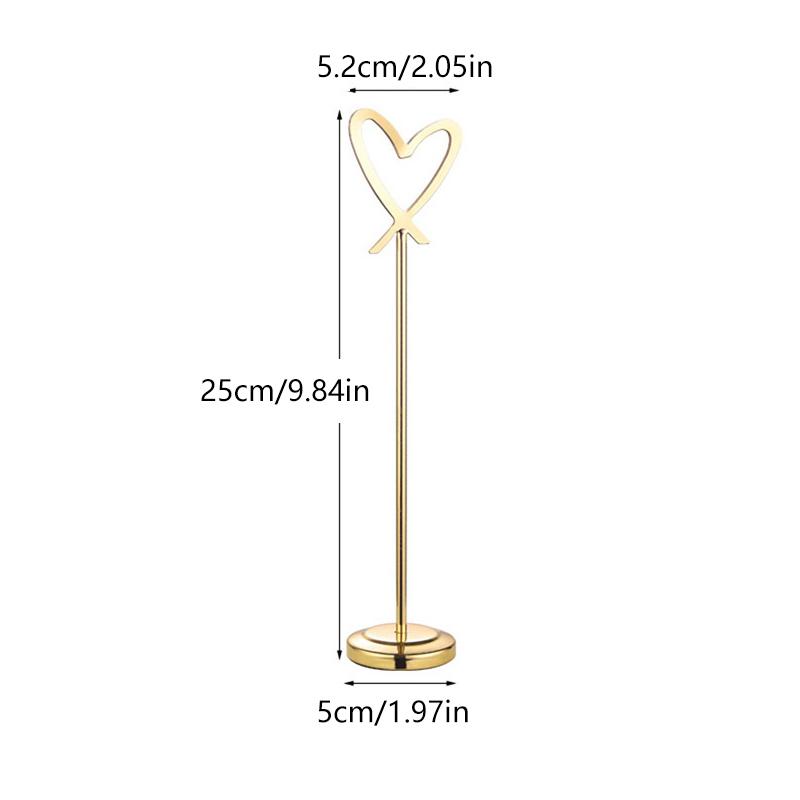 Heart Shape Memo Photo Stand Stainless Steel Card Holder Minimalist Metal Message Board For Home Office Decor With Non-Slip Base