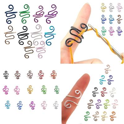 10/14/15 Pcs Yarn Tension Rings Adjustable Crochet Rings Snake Shape Open Finger Rings for Crocheting Knitting