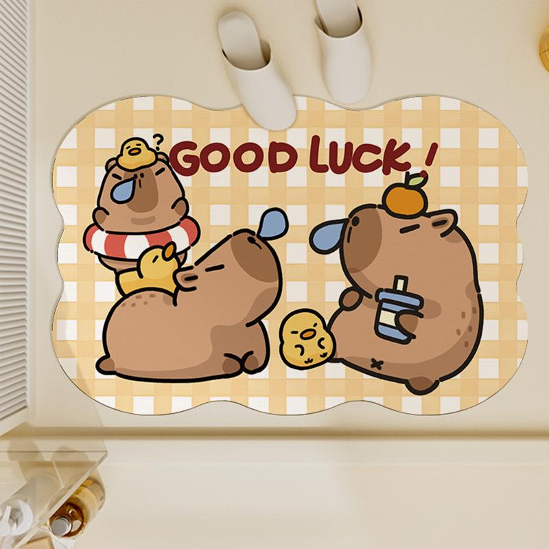 Diatom Mud Floor Mat Cartoon Bathroom Water Absorbing Household Wear-resistant and Anti Fouling Bathroom Door