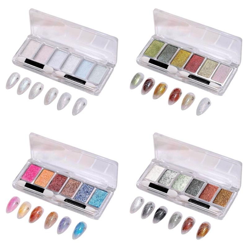 Chrome Nail Powder Metallic Mirrored Effect Pigment Iridescence Auroras Glitter Dust Kit for Gel Polish Nail Art Decoration