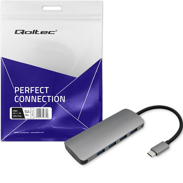 Adattatore Hub Qoltec USB-C 3.1 5 in 1 | 4x USB 3.0 | DC