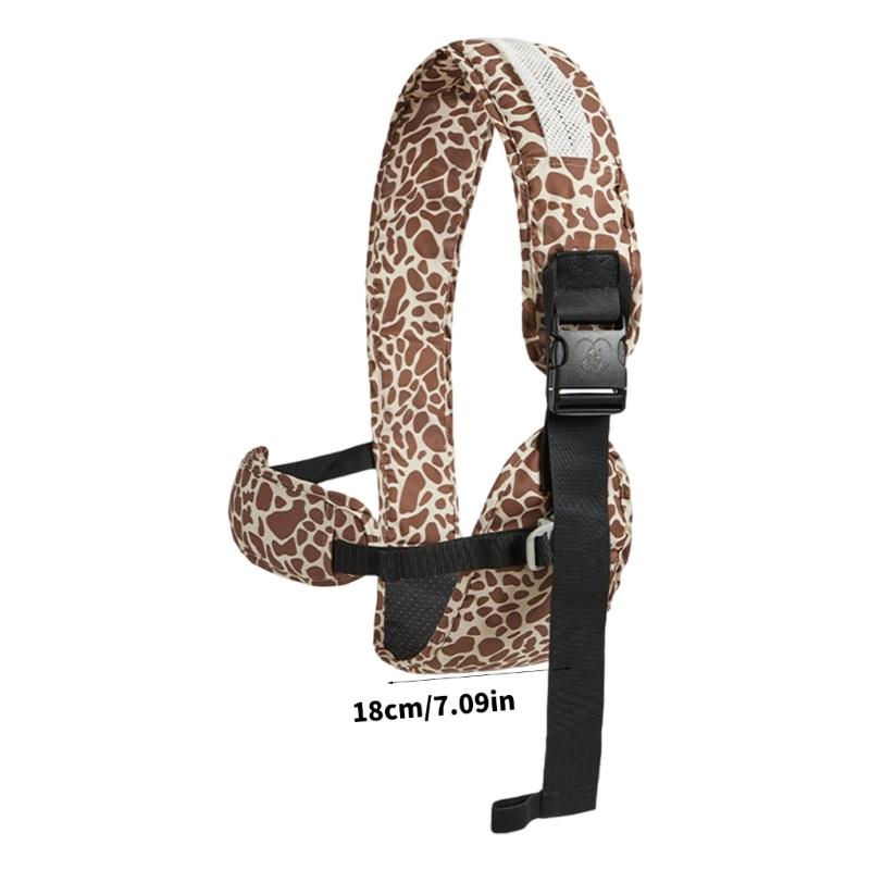 Comfortable Infant Back Support Carrying Strap With Leopard Print Design Breathable Fabric Safety Locks For Daily Use