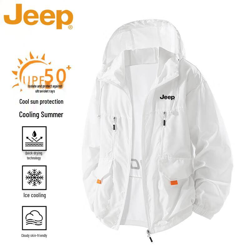 JEEP Men s Summer Ice-Cool Breathable Hooded Sun Protection Jacket 3XL