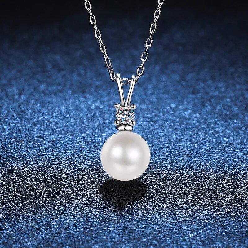 New Real D Color Moissanite Necklace Pearl Pendant For Women S925 Sterling Silver Proposal Wedding Bridal Neck Chain Jewelry