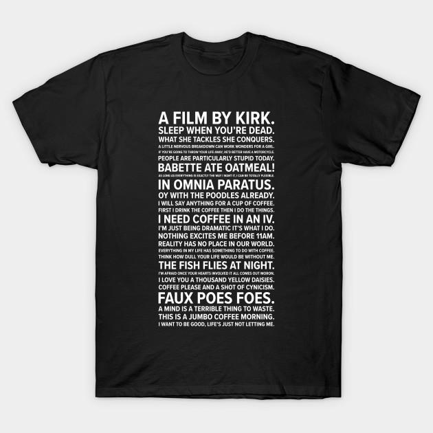 

Men Black Print T-shirt Gilmore Girls Quotes No-Cut Transfer Paper Print Cotton Tshirt 2XL чорний