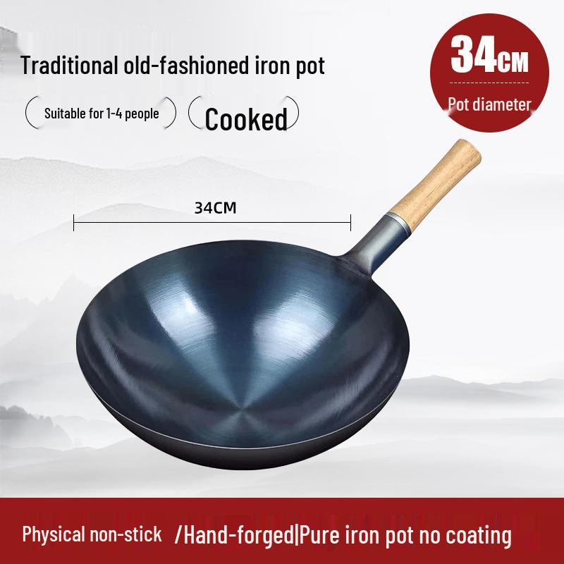Classic Non-Stick Iron Frying Pan with Silicone Ladle for Home & Commercial Use