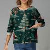 Women's Casual Long-Sleeved Single-Breasted Christmas-Themed Print  Cardigan