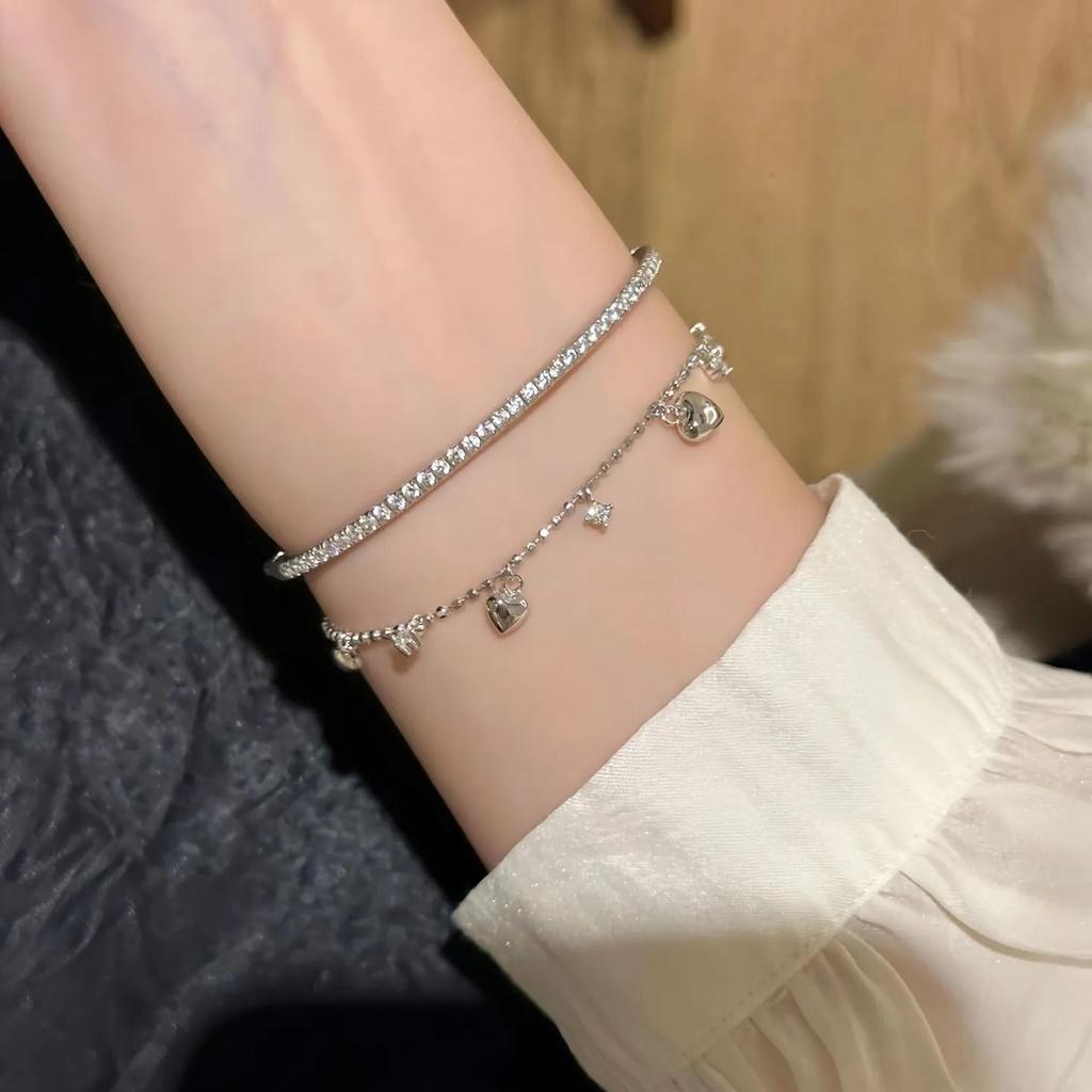 Light Luxury High-End Love Zircon Fringed Bracelet Women'S Niche Unique Personality Fashion Temperament Versatile Bracelet Jewelry