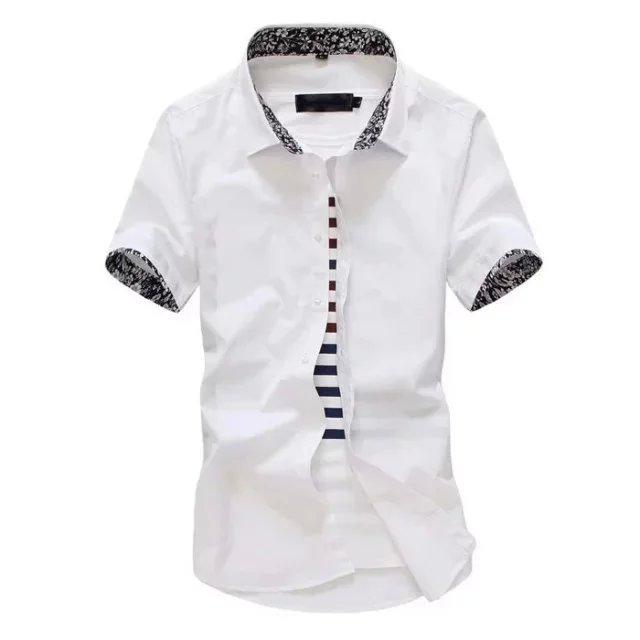 

Летняя мужская рубашка с короткими рукавами, корейская версия, тонкая молодежная однотонная модная однотонная рубашка, студенческая дюймовая рубашка с половиной рукава, блузка для мужчин