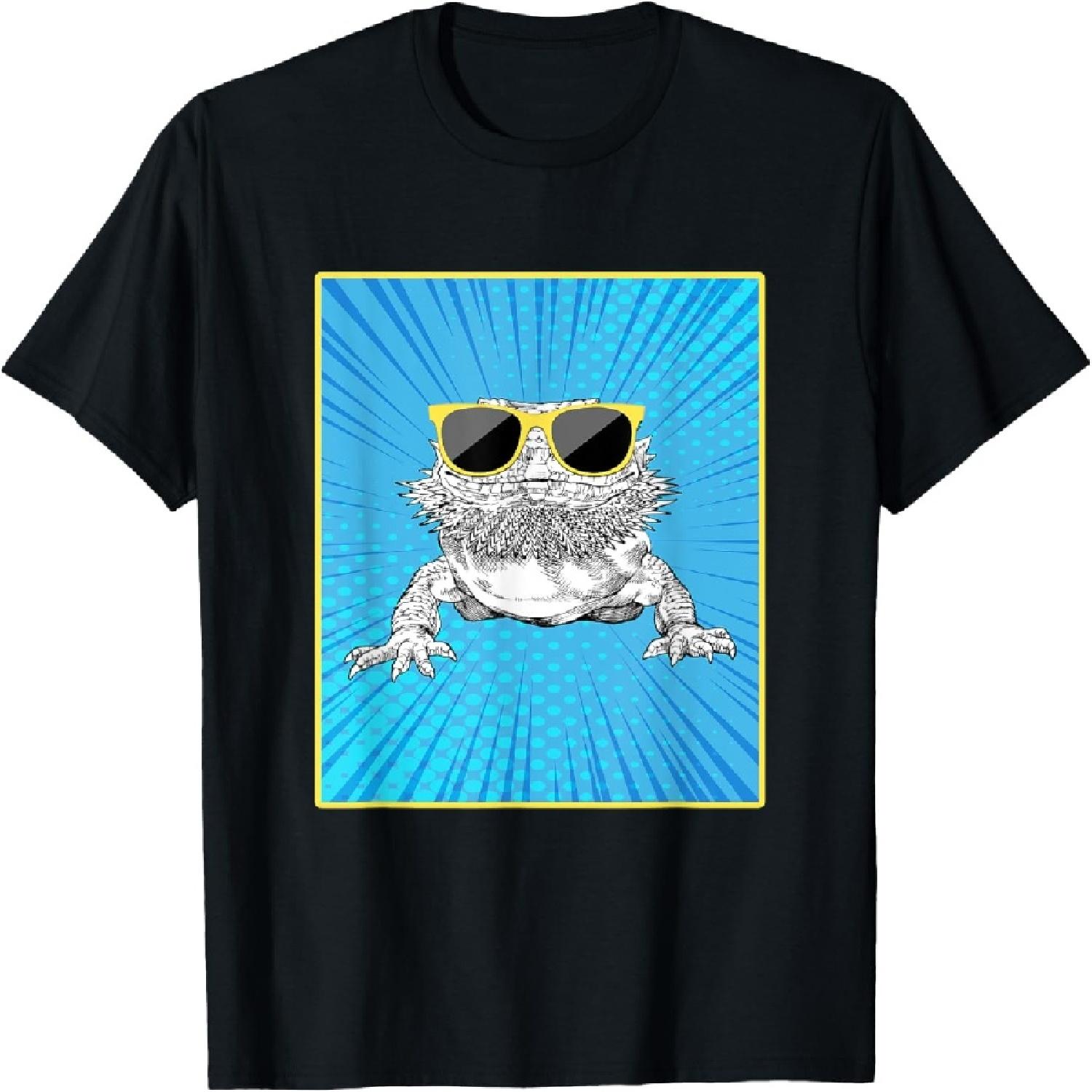 Bearded Dragon Portrait Pop Art Beardie with Sunglasses T-Shirt XXXXXL разноцветный