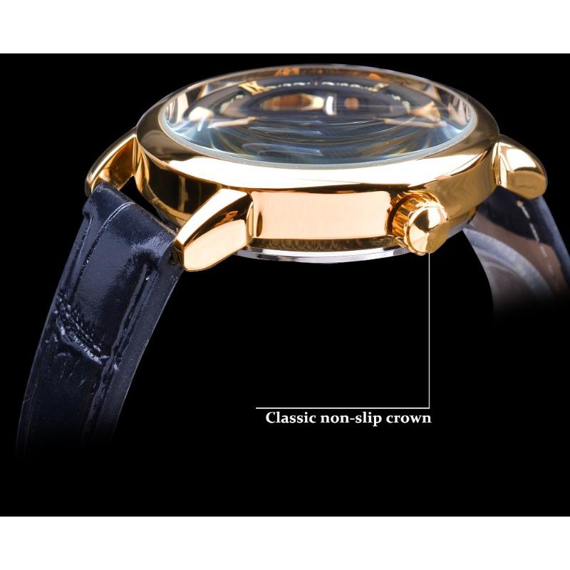 Vinner Herremote Casual Hollow Out Mechanical Movement Automatisk Mekanisk Klokke