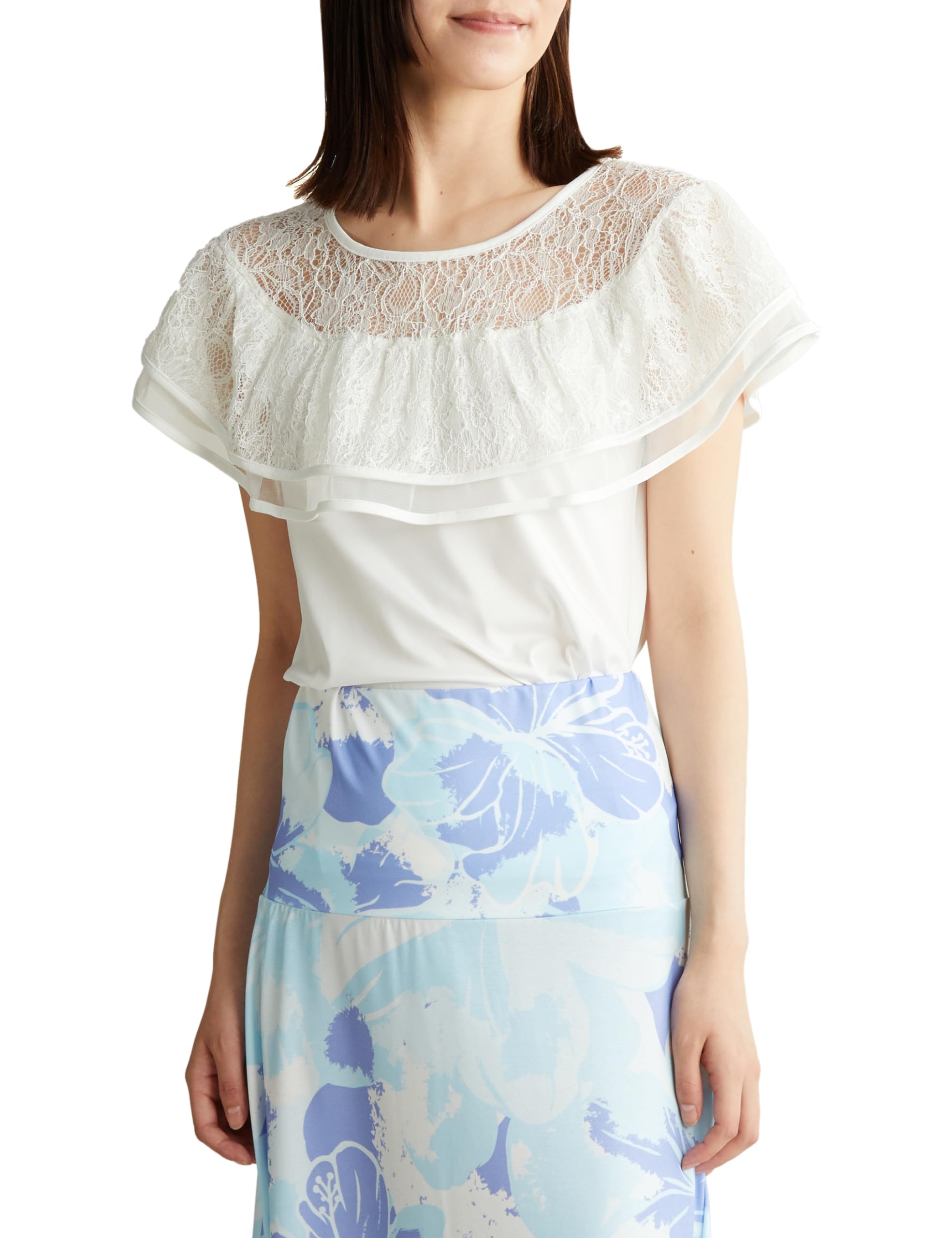 

Повседневное платье Maunaloa с кружевной оборкой Размер Белый Женский топ, M, белый