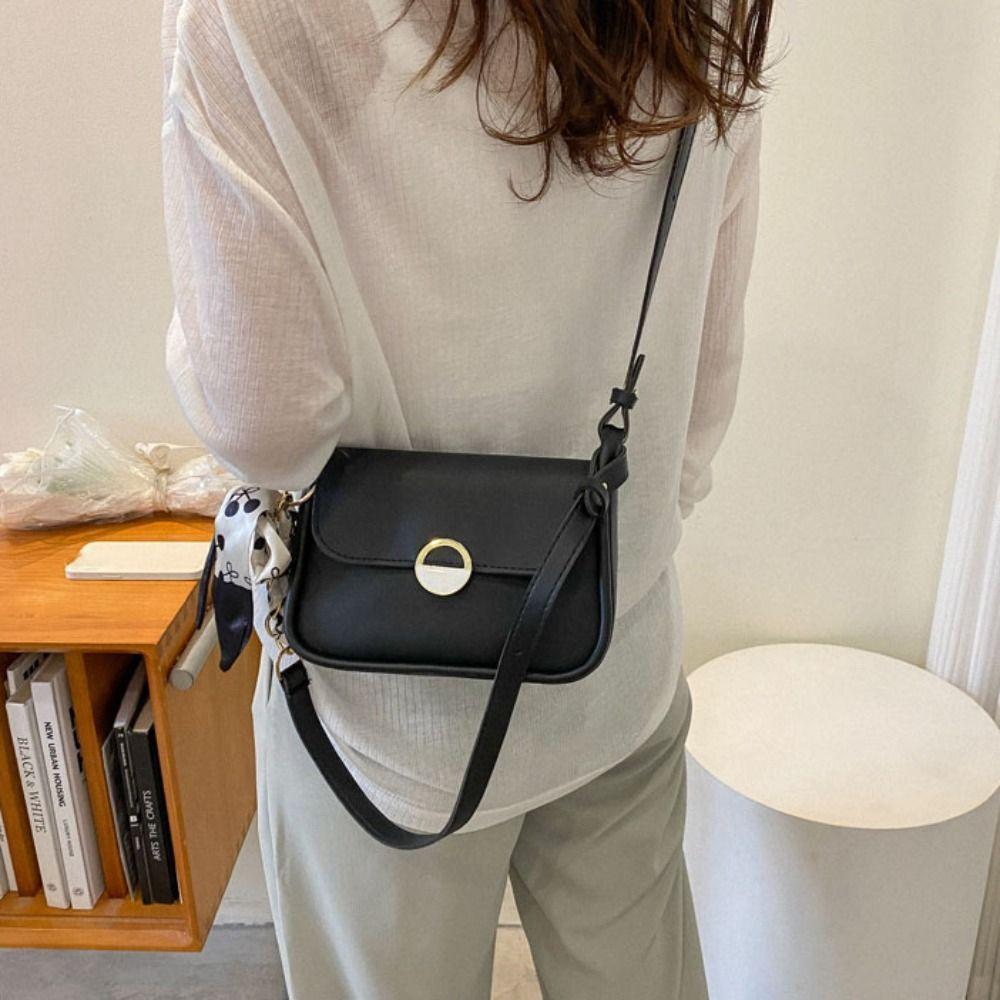 Large Capacity Small Square Bag with Ribbon Chain Crossbody Bag Leather Shoulder Bag  Mobile Phone