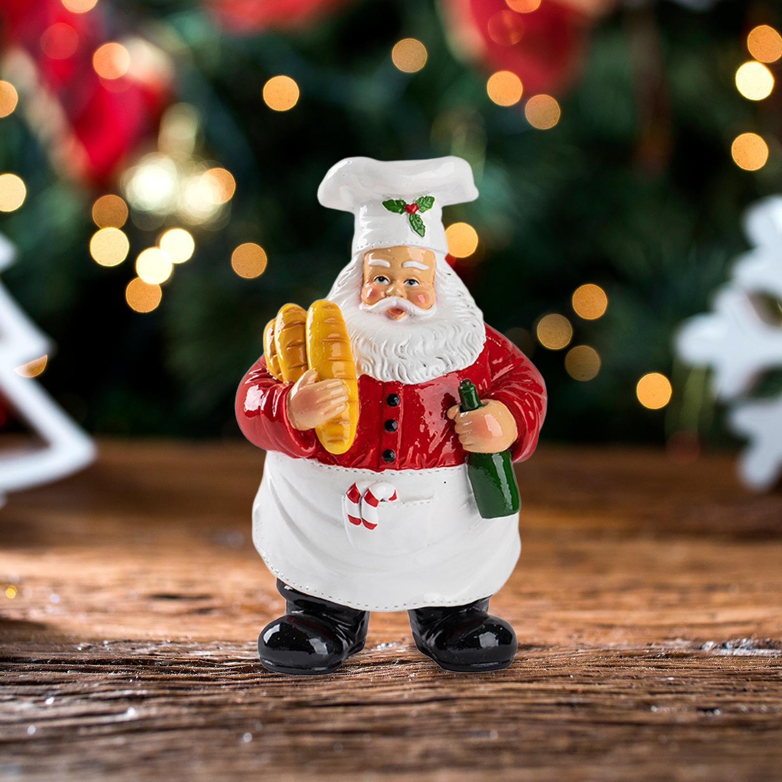 

Chef Santa Claus Statue Decorative Figurine Collection Table Centerpiece Christmas Gift for Bedroom Living Room Desk Kitchen