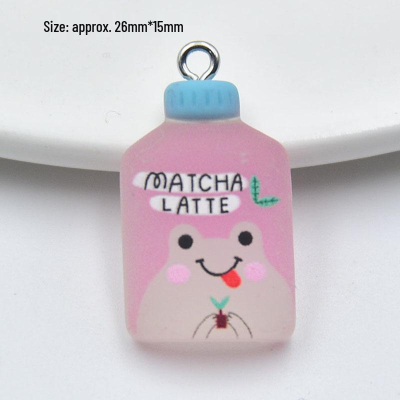 Luminous Resin Cartoon Drink Bottle Pendant for DIY Jewelry Accessories