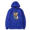 2024 New Trendy Fun Teddy Bear Hooded Casual Shirt Men's Fashion Sports Shirt Loose Street Multi Color Sports Shirt