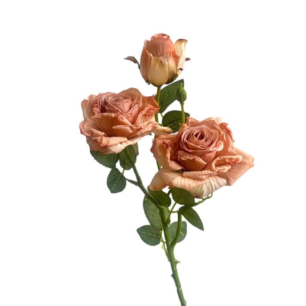 Künstlicher Rosenstiel, 24 Zoll, Seidenblumen mit 3 Blüten, Premium-Polyestermaterial, Hochzeits- und Eventdekoration, Innenbereich, keine Wartung erforderlich