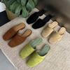 Fashion 2025 New Summer Suede Low Heels Slippers Women Square Toe Leather Casual Slippers Female Daily Walk Slippers Mules Sandals
