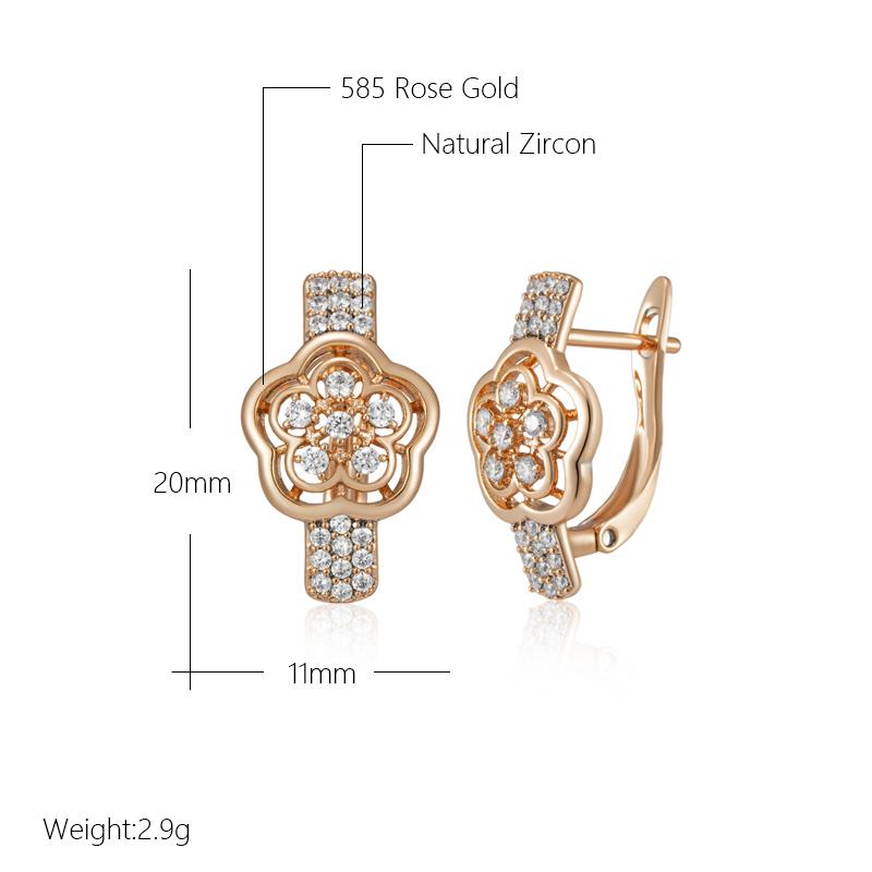 Kienl Rose Gold Color Crystal Flower Earring Women Natural Zircon Accessories Trend Ethnic Bride Daily Vintage Jewelry