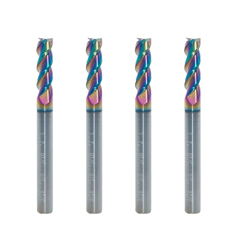 1/4" Extra Long Carbide Square End Mill for Aluminum, Copper Alloy, Plastic, 4" Overall Length End Mill Bits, 3 Flute HRC 55 Deg DLC Coating, CNC