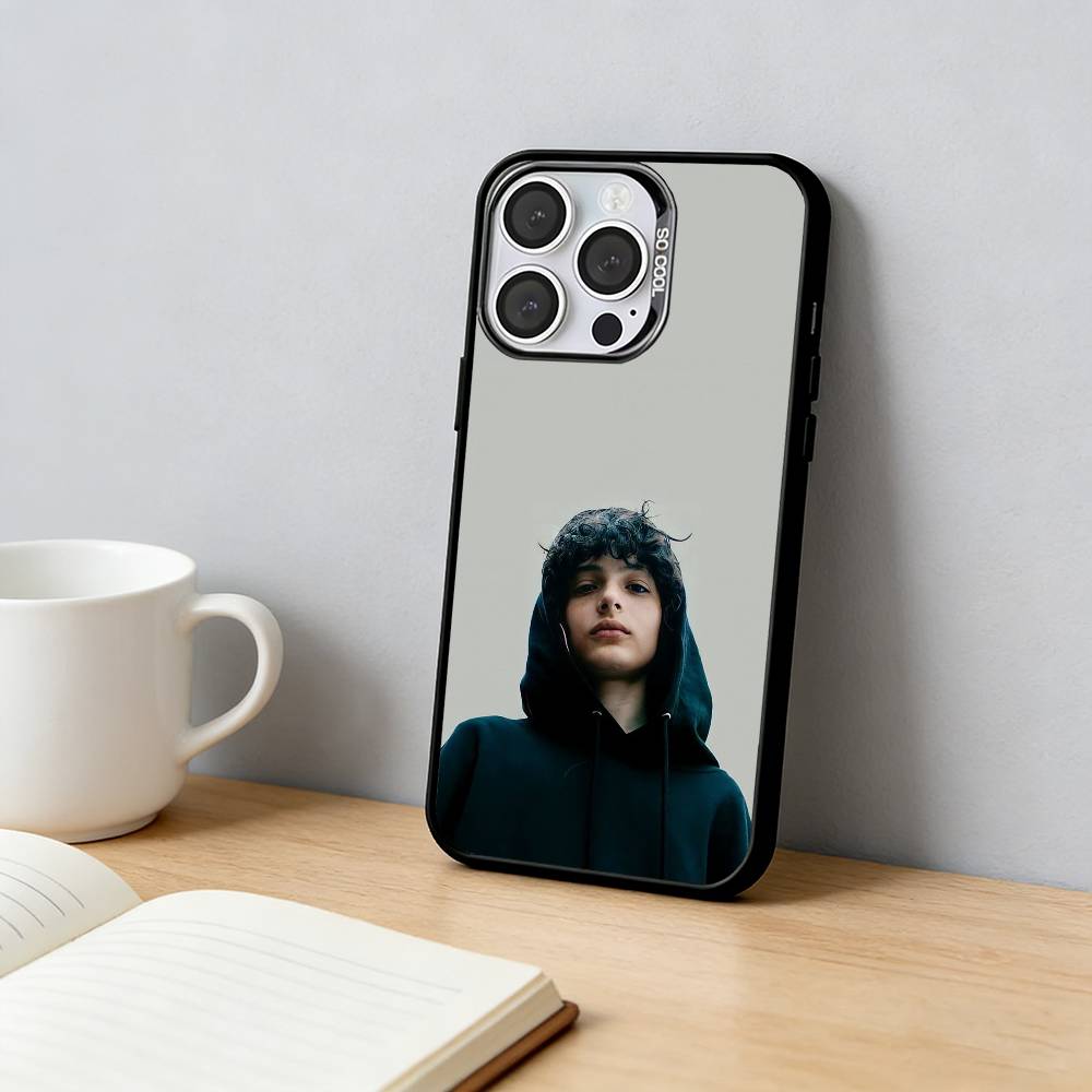 Finn Wolfhard Stranger Telefoonhoesje Voor iPhone 17,16,15,14,13,12,11 Plus,Pro Max,XS,Gekleurde Zilverkleurig Binnenhoes