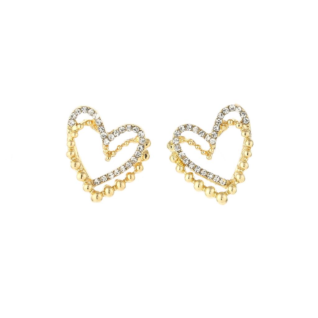 Double-Layer Simple Love Diamond Stud Earrings Trendy Small Temperament Earrings Earrings