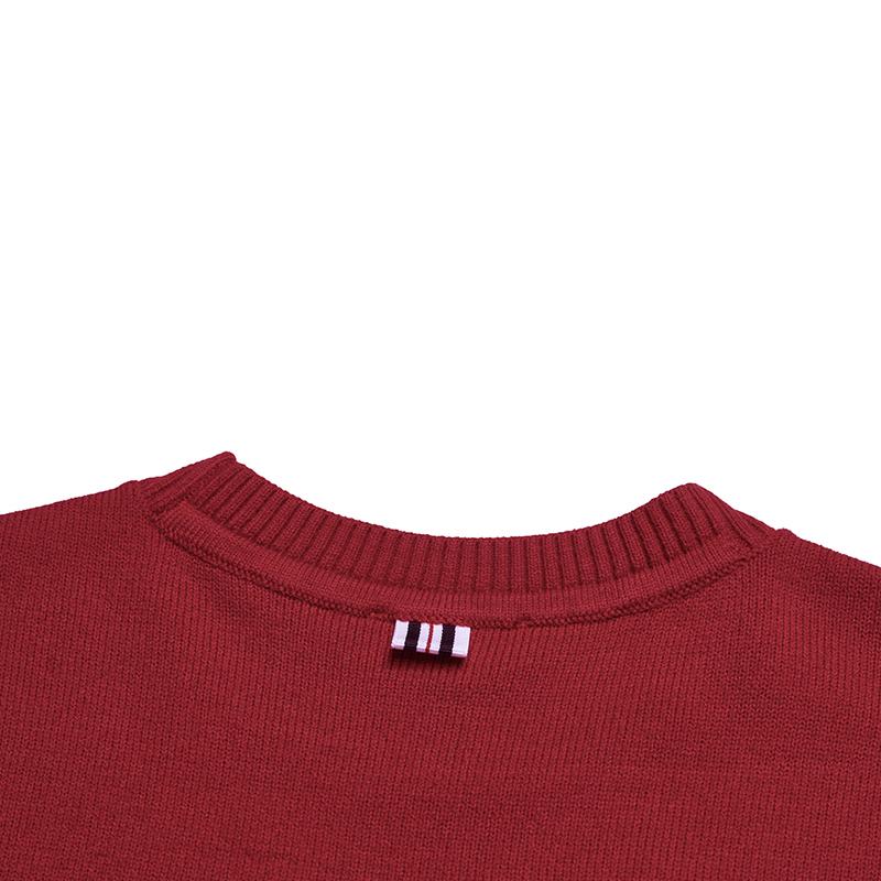 Fila Heritage Simple Classic Fashion Trendy Comfortable Casual Striped Versatile Loose Knit Sweater Women Sweater Rhythm-Red F11W618406FPK