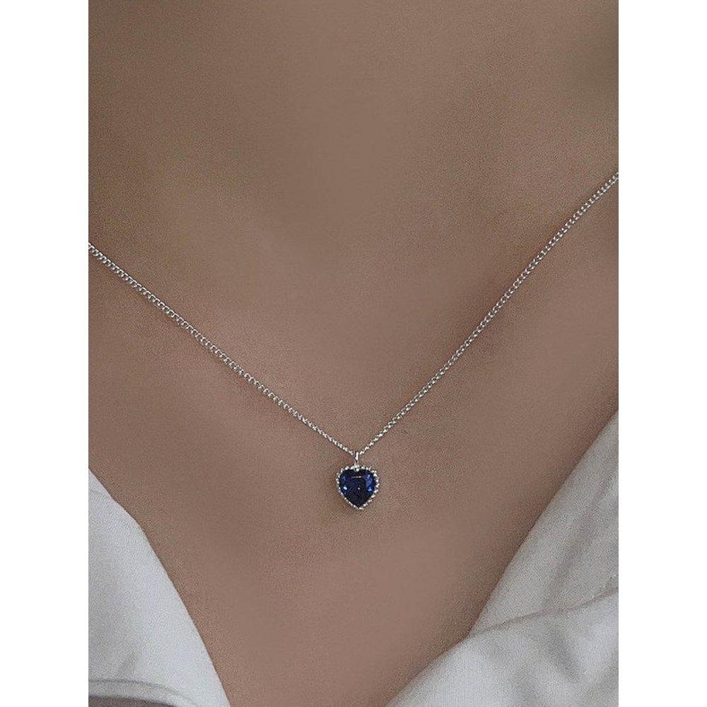 [92.5 Silver]Love De Sapphire Necklace