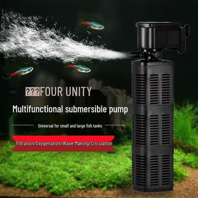 Drei-in-Eins Tauch-Aquarienpumpe: Filter, Reiniger, Sauerstoffanreicherer und leiser Wasserzirkulator.