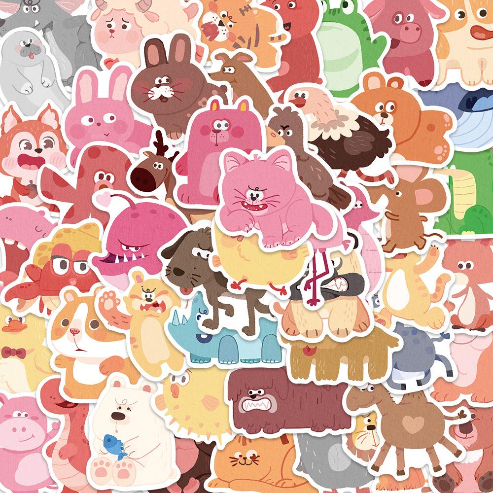 50 Cartoon Watercolor Animal Graffiti Stickers Personalized Decorative Guitar Notebook Suitcase DIY Waterproof Stickers