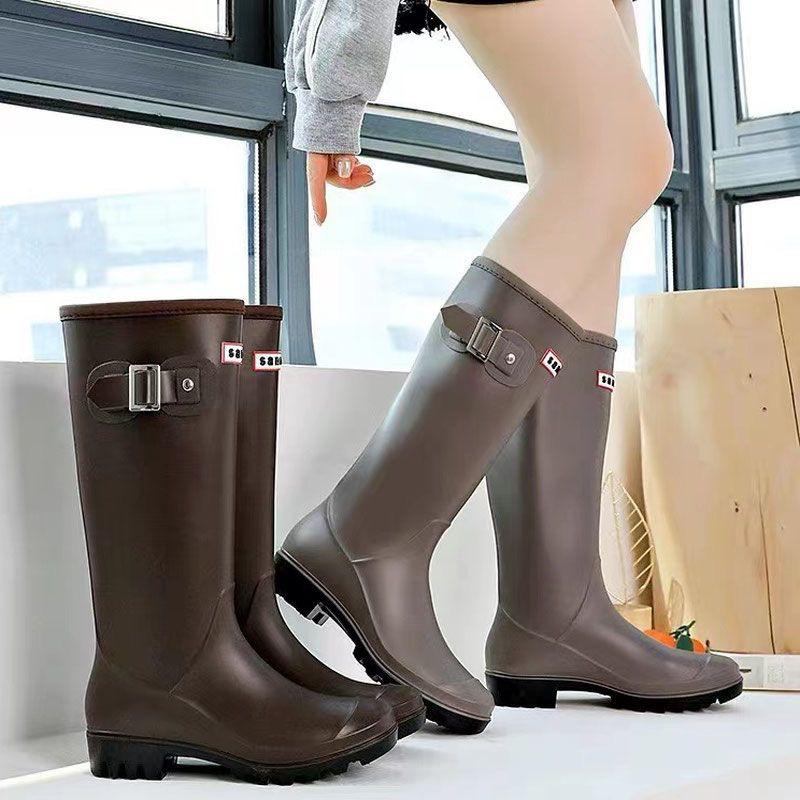 Women's Waterproof Non-Slip Korean Fashion High-Top Rubber Rain Boots