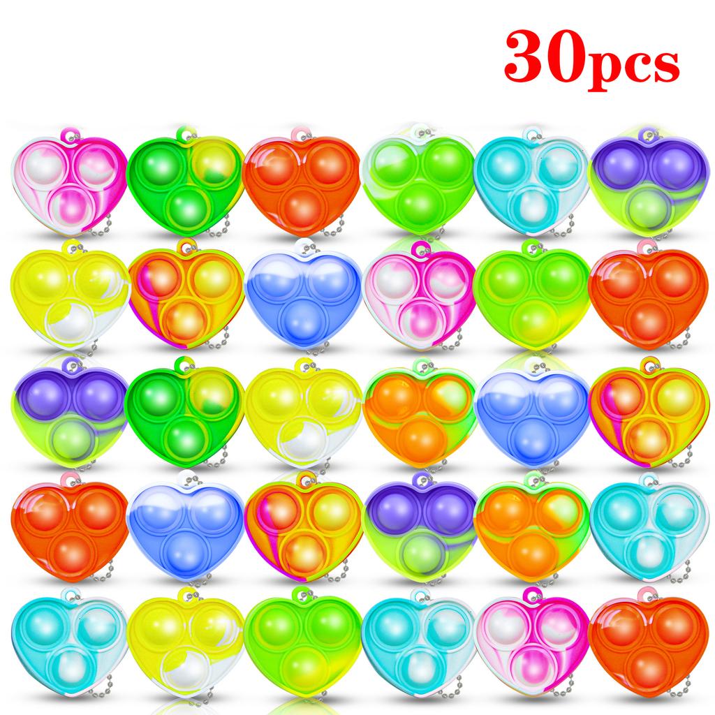 Toys Toys 10/30/50Pcs Pop Keychains Fidget Bulk Push Stress Relief Sensory Classroom Prizes Birthday Party Favors