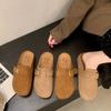 Fashion Shoes Woman 2025 House Slippers Platform Cover Toe Loafers Pantofle New Spring Retro Slides Shoes Woman 2025 Loafers Cover Toe F