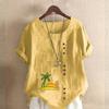 Women's Fashion Setting Sun Prined Short Sleeve T-shirt Loose Cotton Shirt Casual Loose Summer Blouse Tops Plus Size