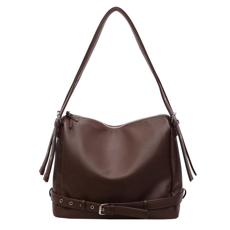 Hand Carry Small Bag Women's New Trendy Shoulder Messenger Bag Texture Fashionable Solid Color Pu Bucket Bag