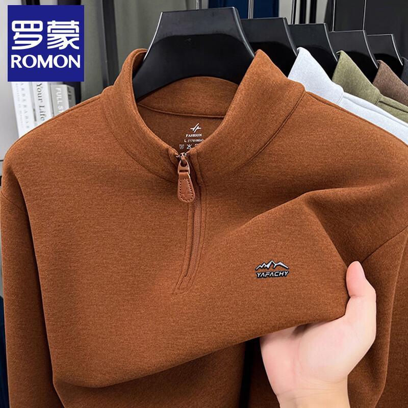Romon Men s Half-Zip Stand-Collar Fleece Sweatshirt XL