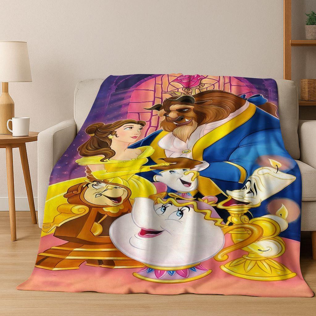 3D-Flanelldecke mit dem Motiv „Die Schöne und das Biest“ – warm, kuschelig und perfekt für Zuhause, Schlafzimmer, Bett oder Sofa. Ideal als Geschenk für Kinder.