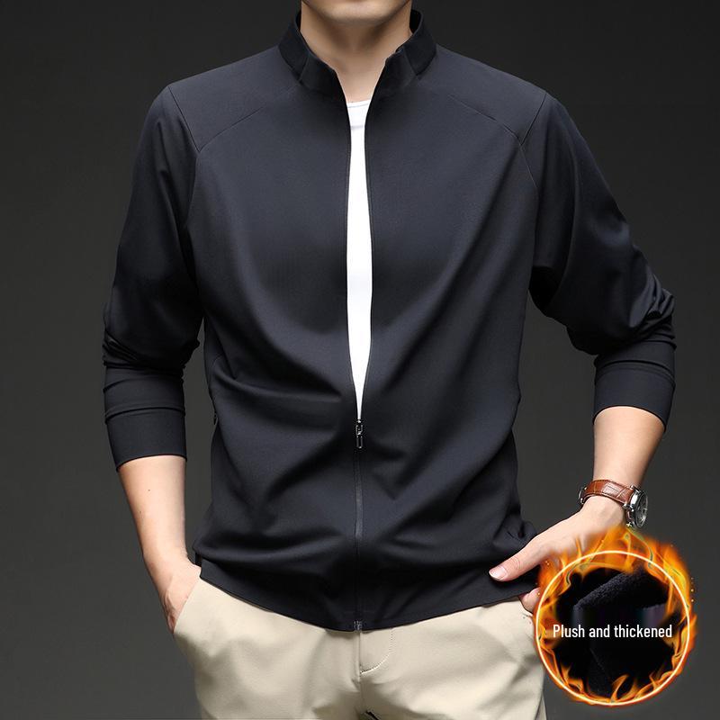 

Men s Outdoor Fleece Stand-Up Collar Jacket - Trendy Autumn/Winter Seamless Velvet Cardigan M