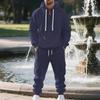 Autumn Winter Men's Fleece Zipper Hoodie & Multi-Pocket Workwear Pants Set