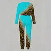 Women Long Sleeve Crew Neck Blouse And High Waist Straight Leg Pants Two Piece Everyday Casual Wear