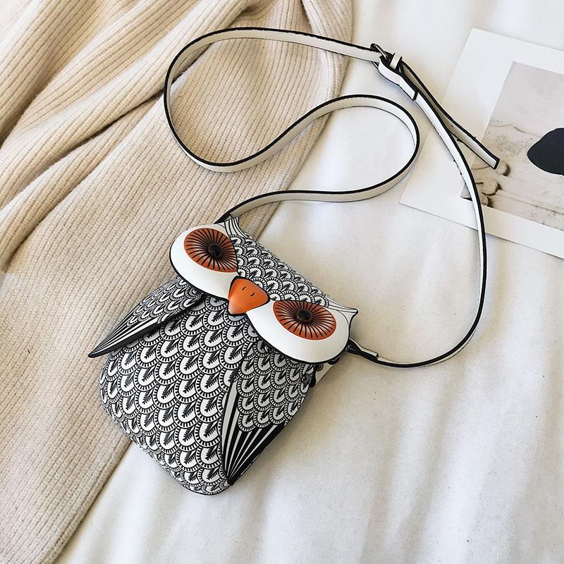 2025 European and American Retro PU Women's Shoulder Bag New Fashion Cat Bag Cartoon Owl Crossbody Bag Creative Coin Purse